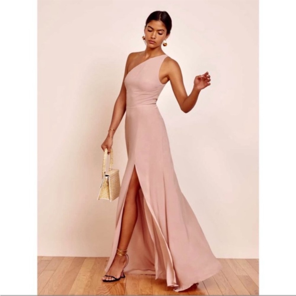 Reformation One-Shoulder Blush Pink Maxi Dress